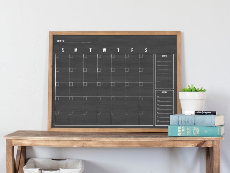 Minimalist Wall Calendar, Custom Dry Erase Large Calendar, Reusable Chalkboard Calendar, Family Center, Rustic Decor, 2024 Planner image 7