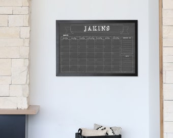 Farmhouse Chalkboard Calendar | Personalized Dry Erase Chalkboard Calendar | Large Command Center #3640