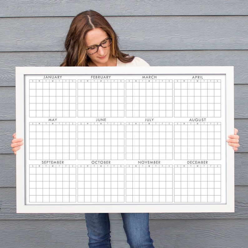 Yearly Whiteboard Chalkboard Calendar 36 x 24 Etsy