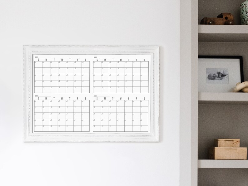 4 Month Minimalist Dry Erase Whiteboard Calendar 36 X - Etsy