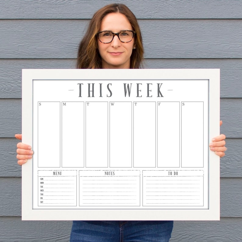 Large Weekly Planner Weekly Schedule Dry erase Calendar Etsy
