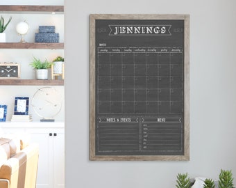 2024 dry-erase calendar, Framed Wall Calendar, Optional Magnetic chalkboard style family calendar, 2024 planner, command center