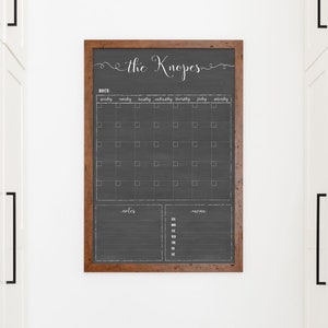 Family Calendar Custom, Dry erase calendar , wall calendar , chalkboard calendar style image 9