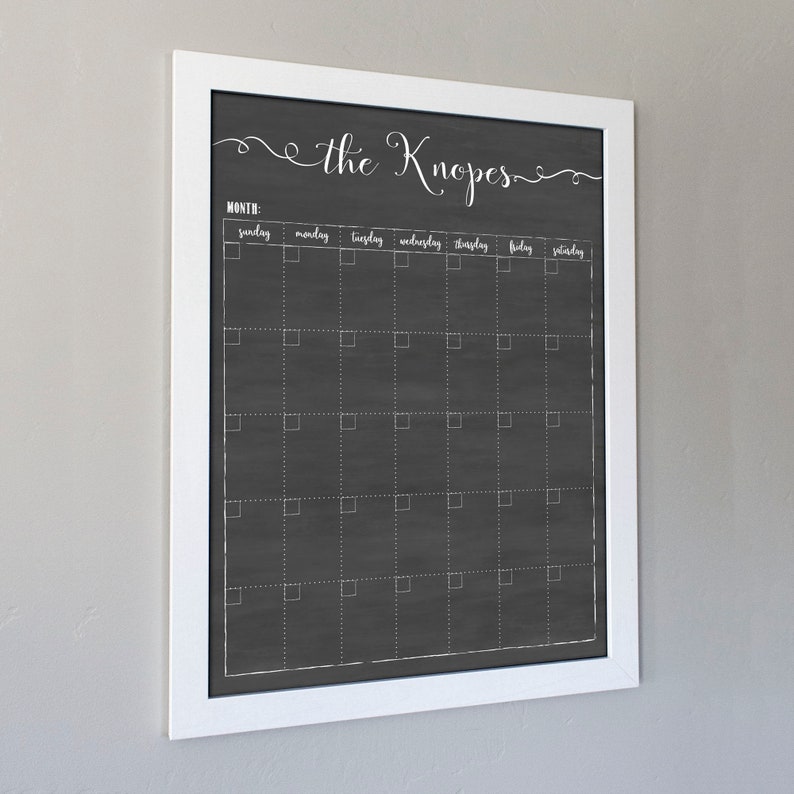 18x24 Calendar Chalkboard Dryerase Framed Wall Calendar Etsy