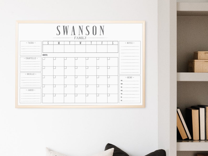 Personalized Whiteboard Command Center, Weekly and Monthly Calendar Combo, Calendar, Family Center Calendar 3694 Gold