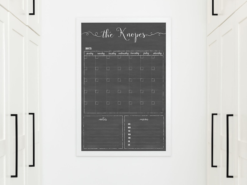 Family Calendar Custom, Dry erase calendar , wall calendar , chalkboard calendar style image 10