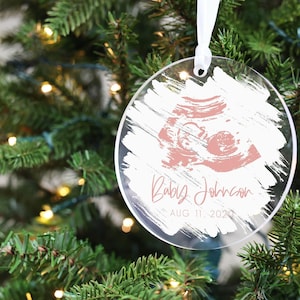 Baby Girl Reveal, Custom Ultrasound Ornament, Baby Scan On a Round Christmas Bauble, Gender Reveal Ornament, Grandparents To Be Gift