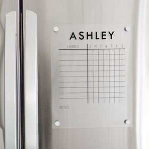 Fridge Chore Chart for Kids Personalized with Name | Magnetic Chore List Dry Erase Acrylic for Kids or Adults Magnet for Fridge