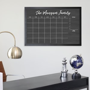Large Personalized Family Calendar ,Wall Calendar Dry Erase Chalkboard Style with Magnetic Option Available