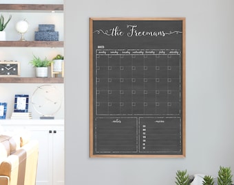 Family Calendar - Custom 24x36 , Dry erase calendar , wall calendar , chalkboard calendar style #3620