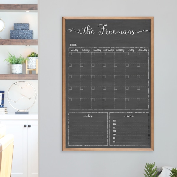 Family Calendar - Custom 24x36 , Dry erase calendar , wall calendar , chalkboard calendar style #3620