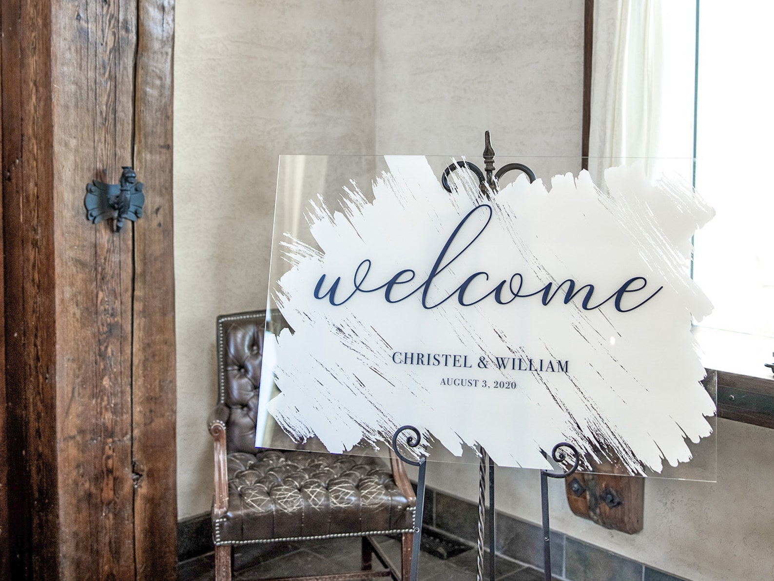 Custom Acrylic Painted Wedding Welcome Sign