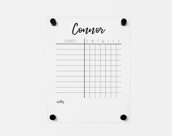 Chore Chart For Kids - Floating Acrylic | 8x10 or 11x14 Sizes | Personalized Chore Chart