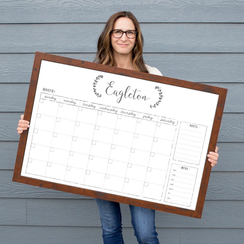 Large Wall Calendar 24x36 dry erase reusable framed calendar Etsy