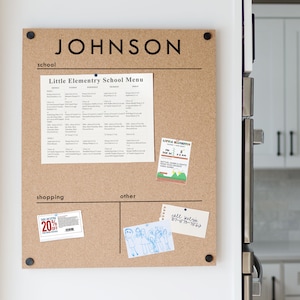 Personalized Cork Board, Vision Board, Cork Command Center, Custom Bulletin Board for Wall,  Large Floating Cork Board, Minimalist Pin Board