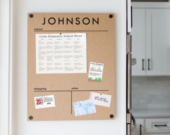 Personalized Cork Board Command Center | Custom Bulletin Board for Wall | Floating Corkboard Sign | Minimalist Large Pin Board