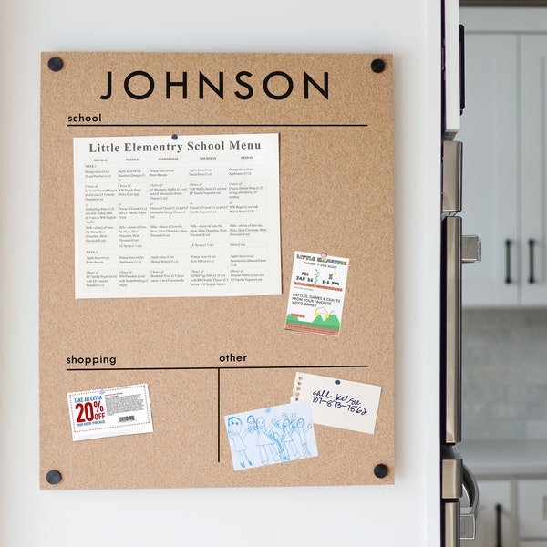 Personalized Cork Board Command Center | Custom Bulletin Board for Wall | Floating Corkboard Sign | Minimalist Large Pin Board