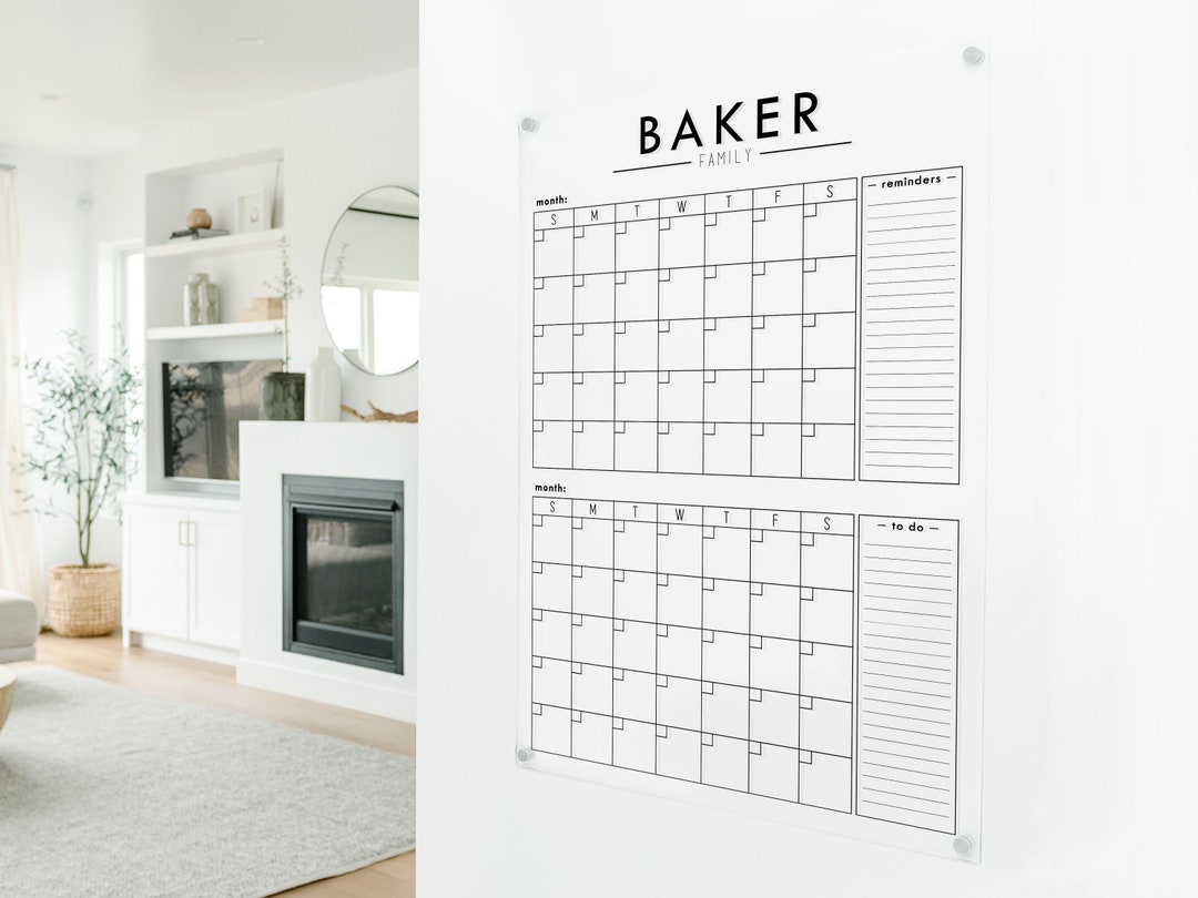 2-month Calendar | Acrylic Dry Erase Calendar | Dry Erase Wall Calendar