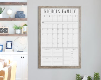 Dry Erase Calendar, Command Center, Customized Wall Calendar, Framed Kitchen Calendar For Wall, Family Organization Board