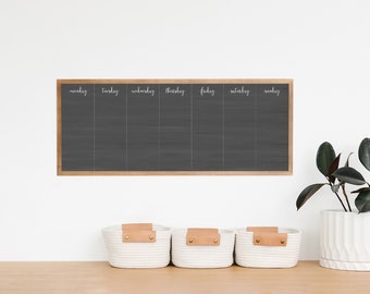 Week Calendar 9x24 or 14x36, Framed Dry Erase, Barnwood, Walnut, Black, or White Frame, Command Center, Homework Organizer, School Week