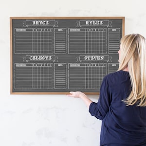 Large Kid Chore Chart , Family Chore Chart , 4 person chore chart, 4 child chore chart afbeelding 6