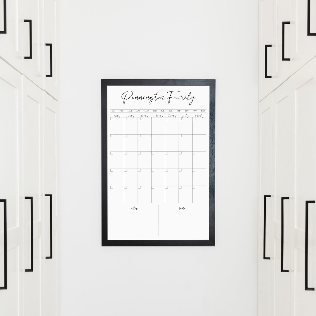 Family Wall Calendar Personalized & Framed Minimalist Style Etsy