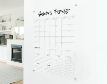 Vertical Acrylic Wall Calendar – 6 Section Monthly & Weekly Dry Erase Board