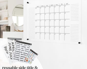 Acrylic Dry Erase Wall Calendar with Interchangeable Titles