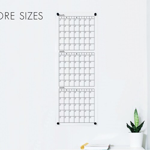 Dry Erase Quarterly Calendar on Acrylic for Wall in Office or Etsy