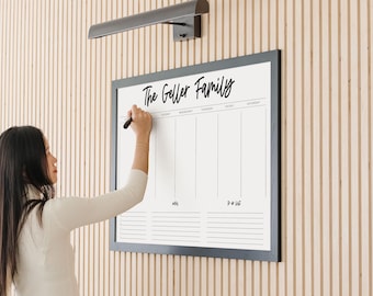 Framed Dry Erase Calendar: Weekly Planner with 3 Sections