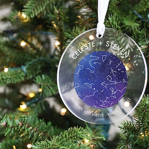 Benutzerdefinierte Sternkarte Ornament, Weihnachtskugel, Weihnachtskugel, Geschenk für Mann, Weihnachtsverzierung