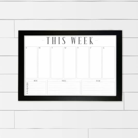 Dry Erase Weekly Calendar Large Weekly Wall Planner Weekly Schedule Whiteboard Planner Family Command Center Weekly to Do List Etsy