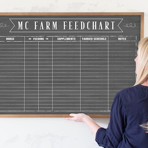 Dry Erase Horse Feed Chart, Feeding Schedule for Horse Stable or Boarding, Animal Pet Feeding Chart, Breeding Chart, #36118