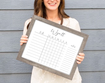 Weekly To Do List, Framed Chore Chart Poster, Dry Erase Board For Chores, Toddler Chore Chart, Personalized Gift For Kid From Parent