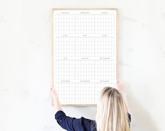 Framed Year at a Glance Calendar, Large Dry-Erase 12 month Whiteboard Calendar 24" x 36", #36175