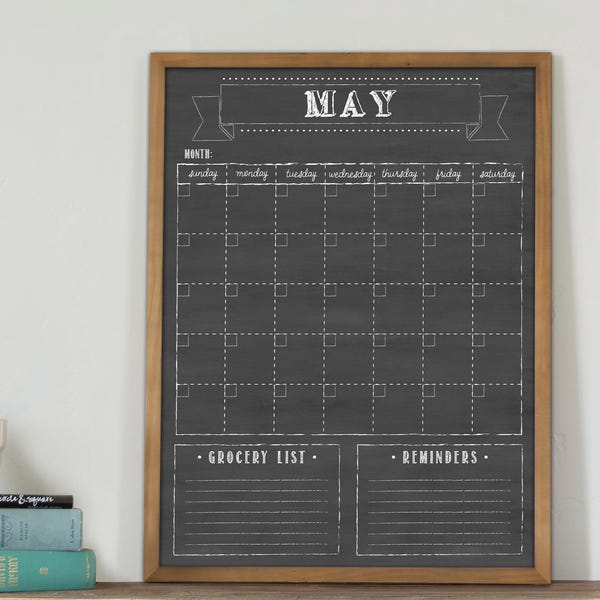 Chalkboard Calendar, Dry Erase Calendar, Optional Magnetic Calendar