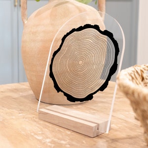Custom Graduation Gift for him or her, clear Acrylic Tree Ring with 18 Lines of Custom Memories | 18 Year Gift for High School Graduate