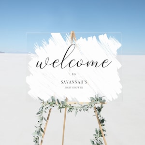 Groot acryl op maat gemaakt welkomstbord voor babyshower met geschilderde achtergrond - meer maten en kleuren beschikbaar
