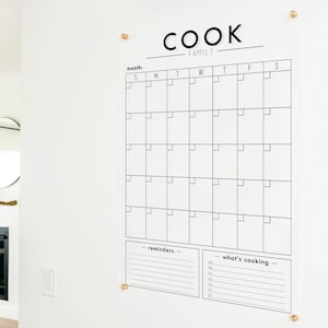 Acrylic Calendar Personalized with Last Name and Box Titles, 2026 Wall Calendar, Dry Erase Calendar | Vertical Clear Acrylic Calendar