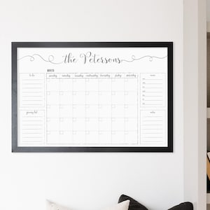 Dry Erase Wall Calendar, 2026 Family Calendar For Wall, Framed Family Organization Board, Forever Wall Calendar, Reusable Dry Erase Calendar