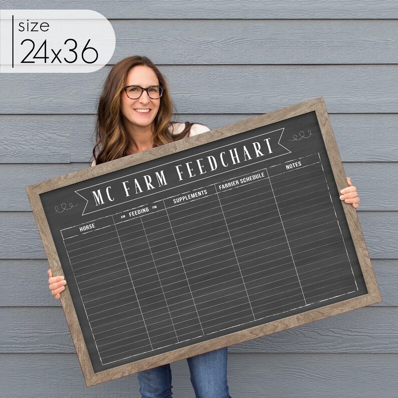 Dry Erase Horse Feed Chart Feeding Schedule for Horse Stable Etsy
