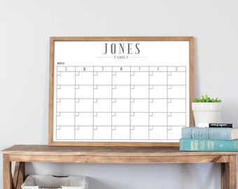 Personalized Calendar , White Dry erase calendar with Grey Text , Framed Family Whiteboard Calendar , Wet Erase Calendar | Swanson