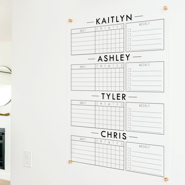 Large Chore Board | Acrylic Chore Chart | Chore Chart for Kids | 4 Child Chore Chart  | Madi Style