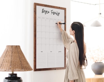 Monthly Dry Erase Calendar: Framed Family Planner with Meal Section