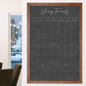 Framed Family Wall Calendar - Personalized & Framed Minimalist Style Calendar Chalkboard