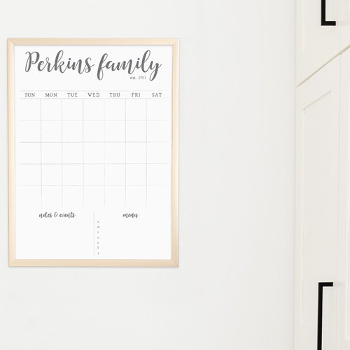 Personalized Dry Erase Wall Calendar with Custom To do list and Notes