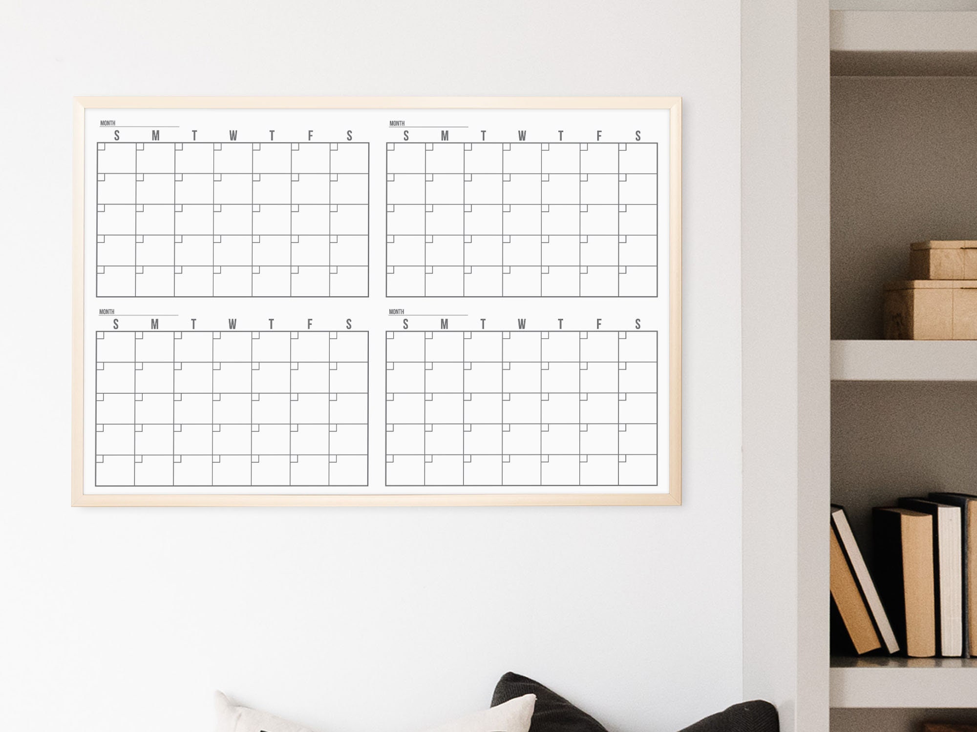 4 Month Minimalist Dry Erase Whiteboard Calendar 36 X - Etsy
