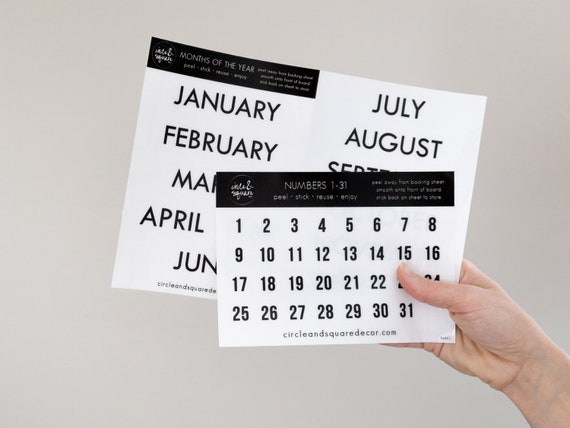Calendar Date Number and Calendar Month Name Dry Erase Calendar Board  Stickies Magnetic Date Number and Month Name Alternative - Etsy