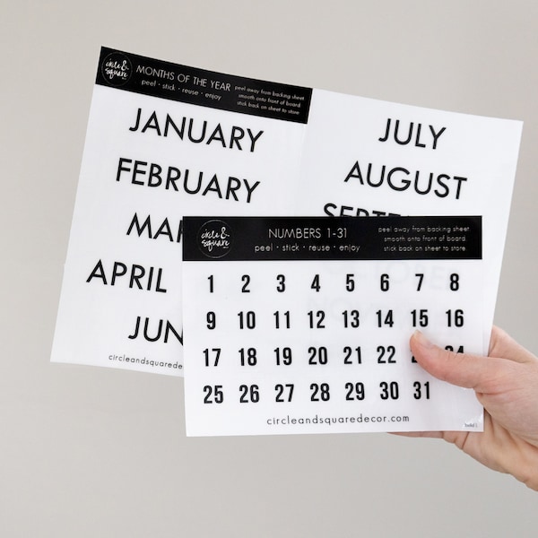 Calendar Date Number and Calendar Month Name Dry Erase Calendar Board Stickies | Magnetic Date Number and Month Name Alternative