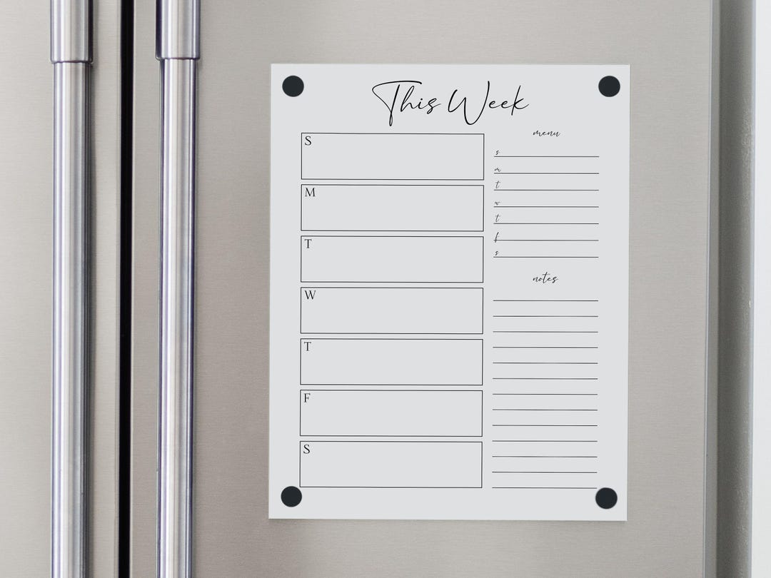 Personalized Dry Erase Weekly Fridge Calendar With 2 Custom Sections ...